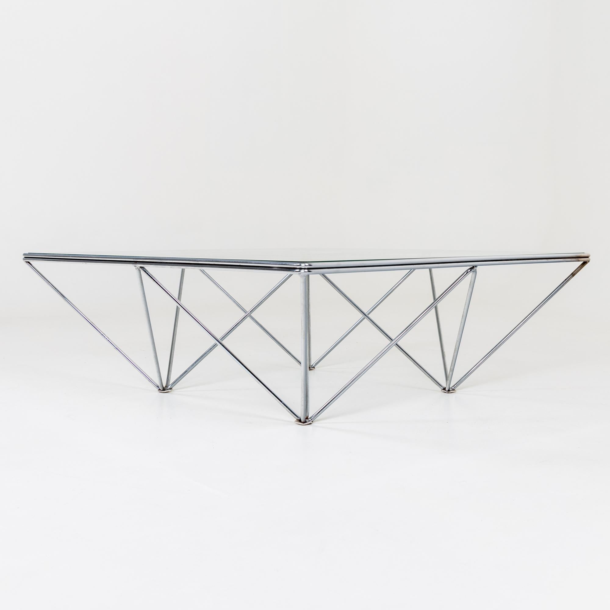 Coffee Table Alanda, Chromed Metal, attributed to Paolo Piva for B&B Italy 1980s For Sale 3