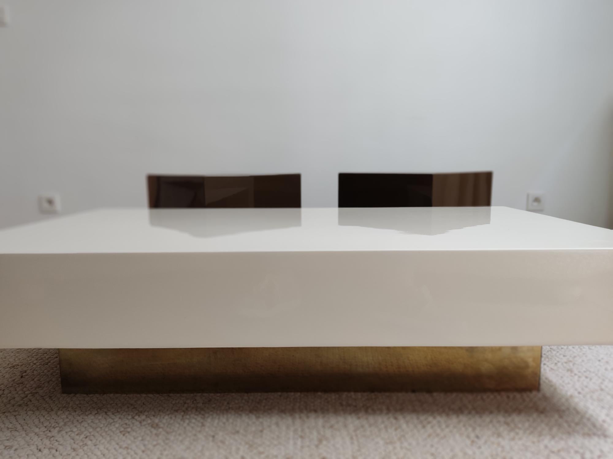 Coffee table and 2 stools in lacquered wood - Italy 70s 2