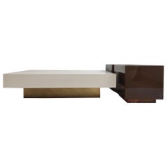 Coffee table and 2 stools in lacquered wood - Italy 70s