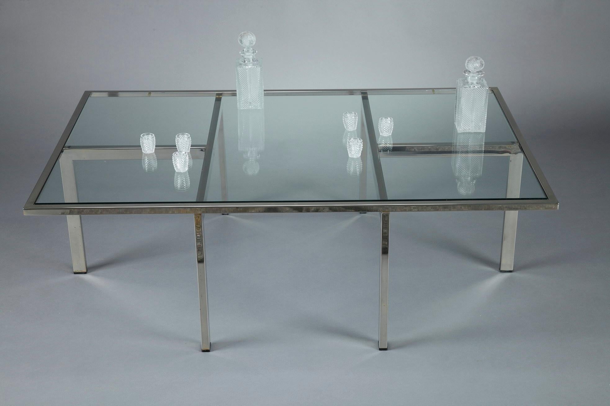 Silvered Coffee Table and 4 Removable Side Tables For Sale