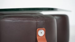 Coffee Table and 4 Stools by Guido Faleschini, Leather, 1970s
