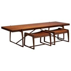 Coffee Table and Two Stools, circa 1960s Coffee Table and Two Stools, circa 1960s