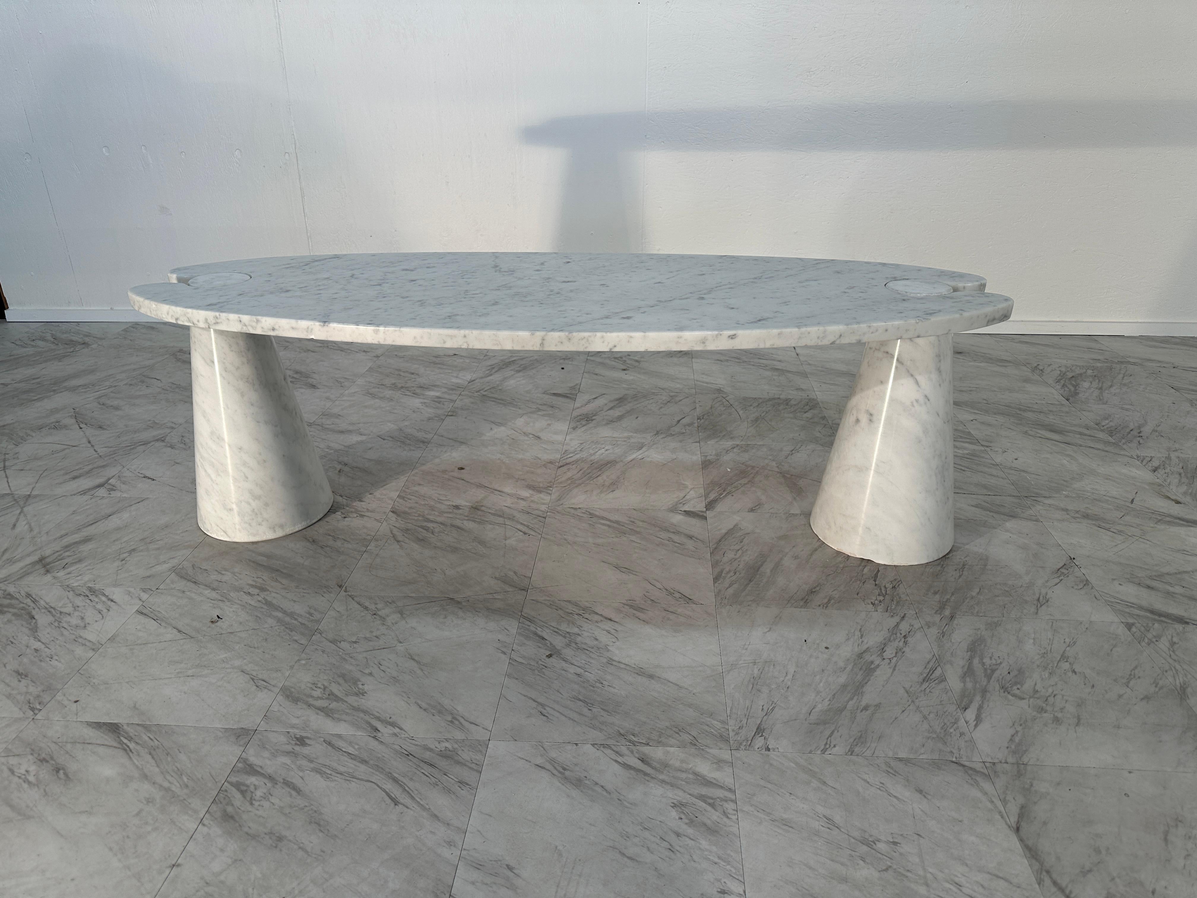 Mid-Century Modern Coffee Table Angelo Mangiarotti Carrara Marble Midcentury Italian Design 1970s For Sale