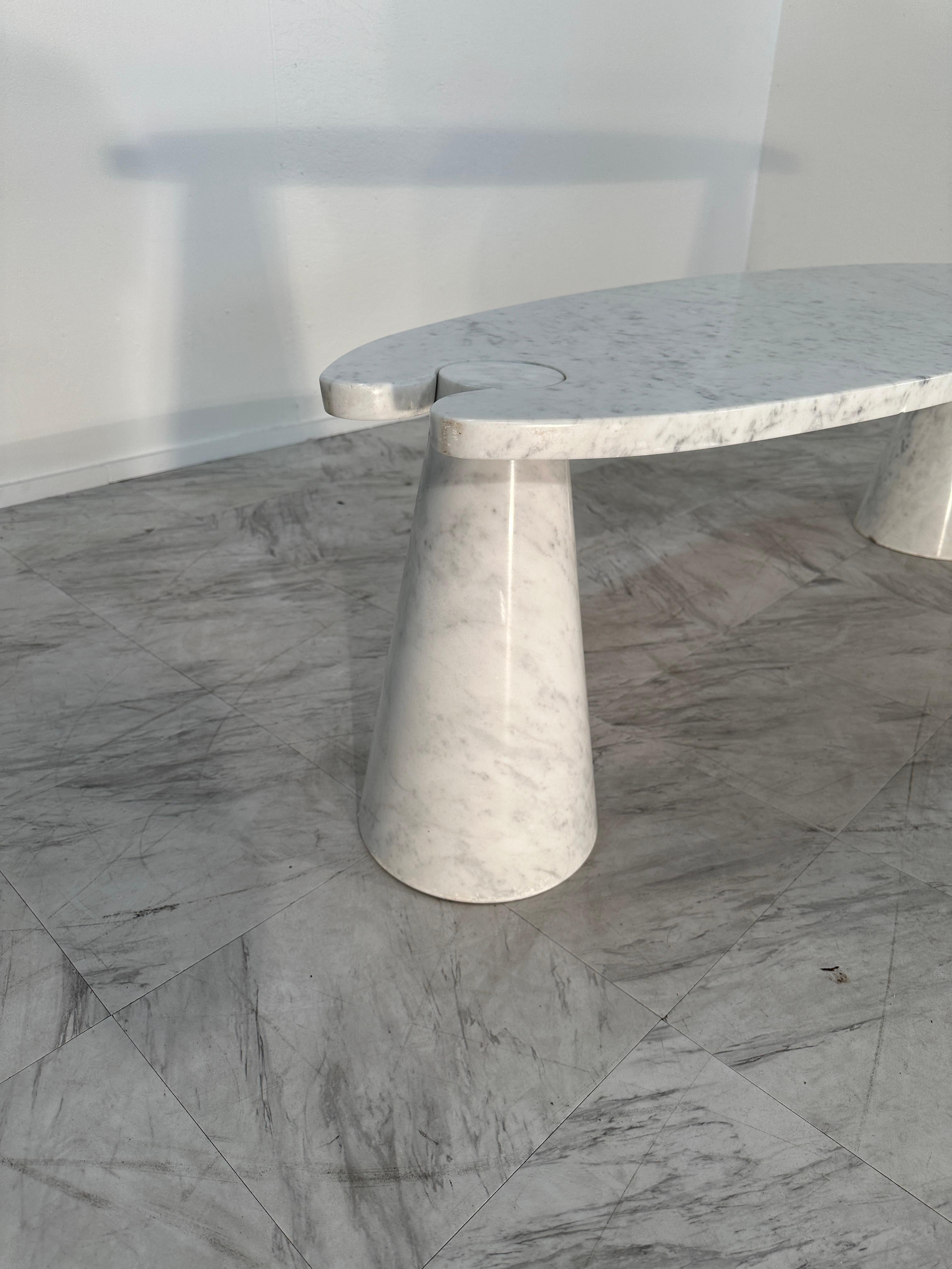 Late 20th Century Coffee Table Angelo Mangiarotti Carrara Marble Midcentury Italian Design 1970s For Sale