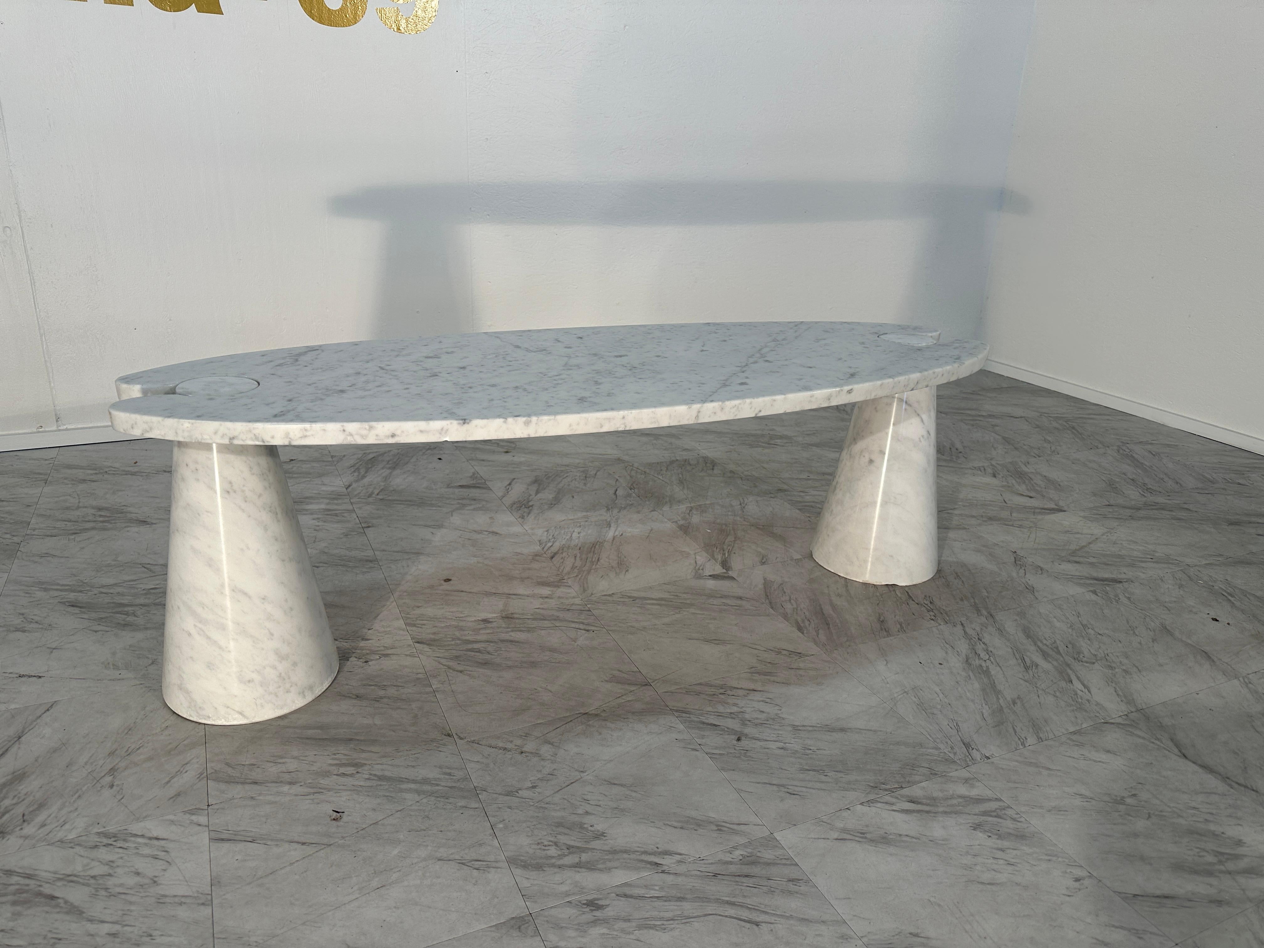 Coffee Table Angelo Mangiarotti Carrara Marble Midcentury Italian Design 1970s For Sale 2