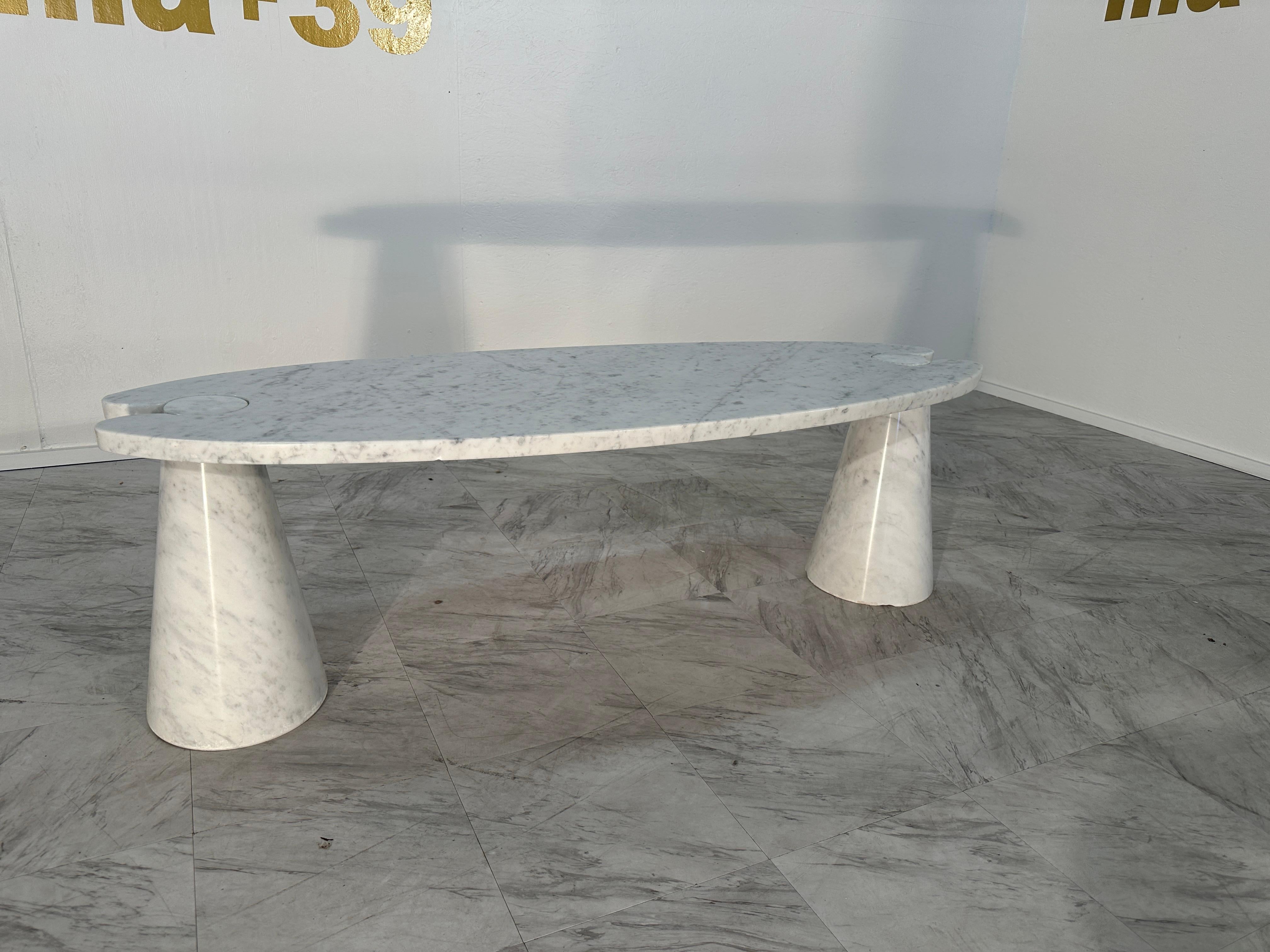 Coffee Table Angelo Mangiarotti Carrara Marble Midcentury Italian Design 1970s For Sale 3
