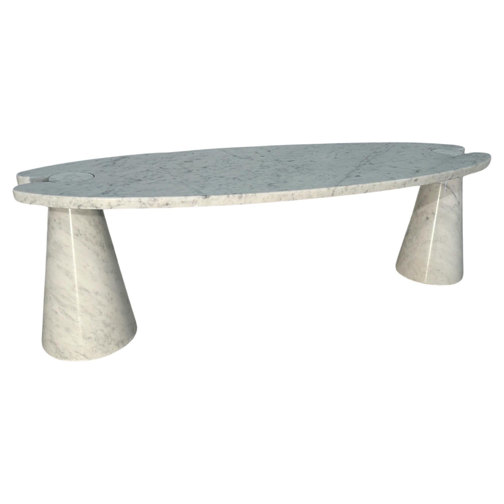 Coffee Table Angelo Mangiarotti Carrara Marble Midcentury Italian Design 1970s For Sale
