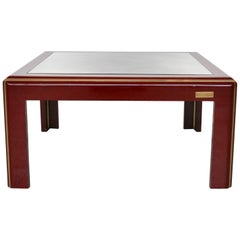 Coffee Table, Antiqued Mirror Top, Brass Profiles by Mario Sabot, Italy, 1970