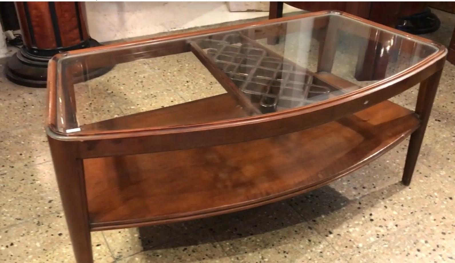 Early 20th Century Coffee Table Art Deco, 1920, Materials, Wood and Glass, Edgar Bonta For Sale