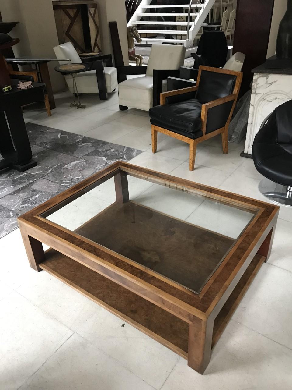 Début du 20ème siècle Table basse Art Déco, 1920, matériaux, bois et verre en vente