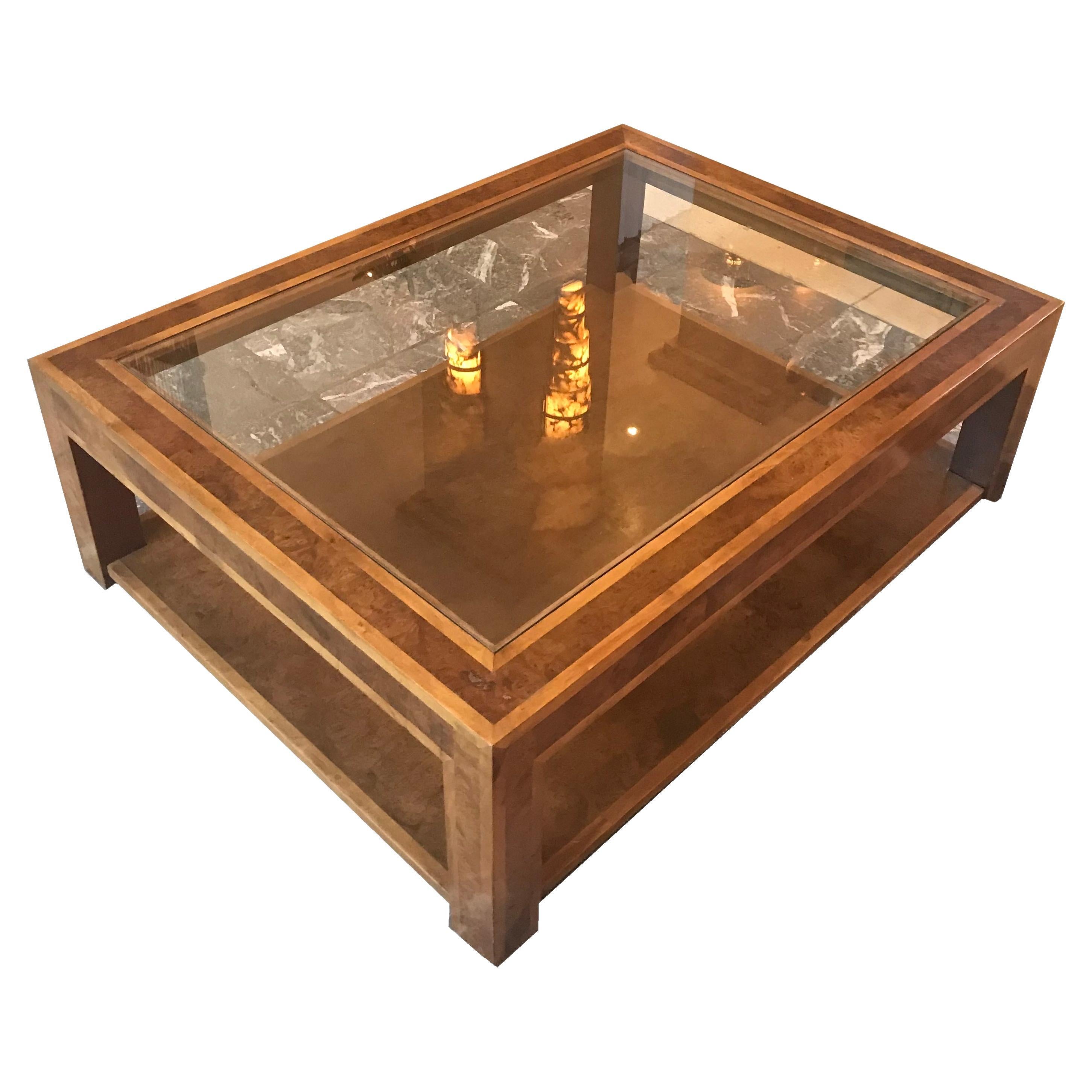 Coffee Table Art Deco, 1920, Materials, Wood and Glass For Sale