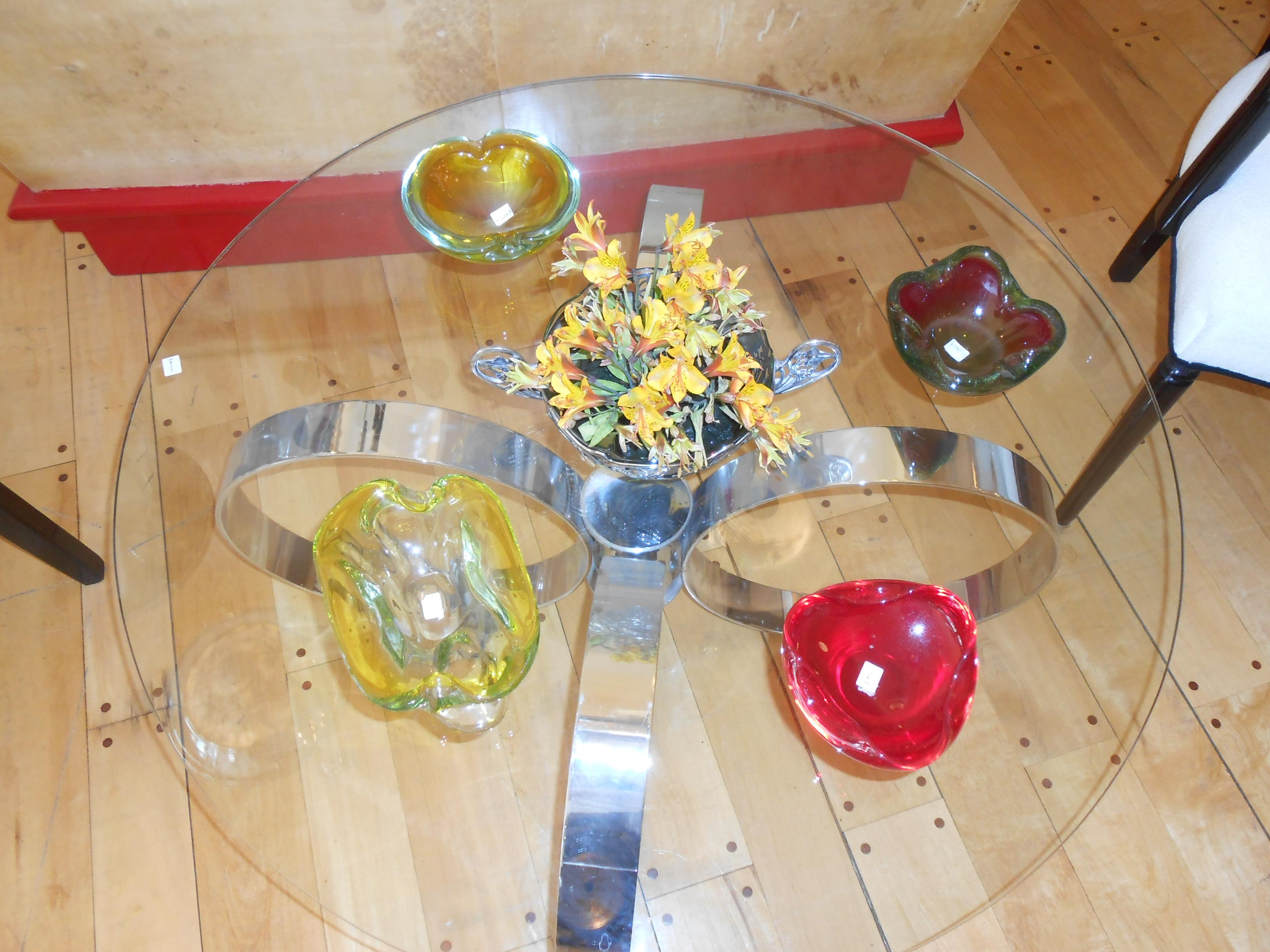 Mid-20th Century Coffee Table Art Deco, 1930, Materials: Chrome and Glass For Sale