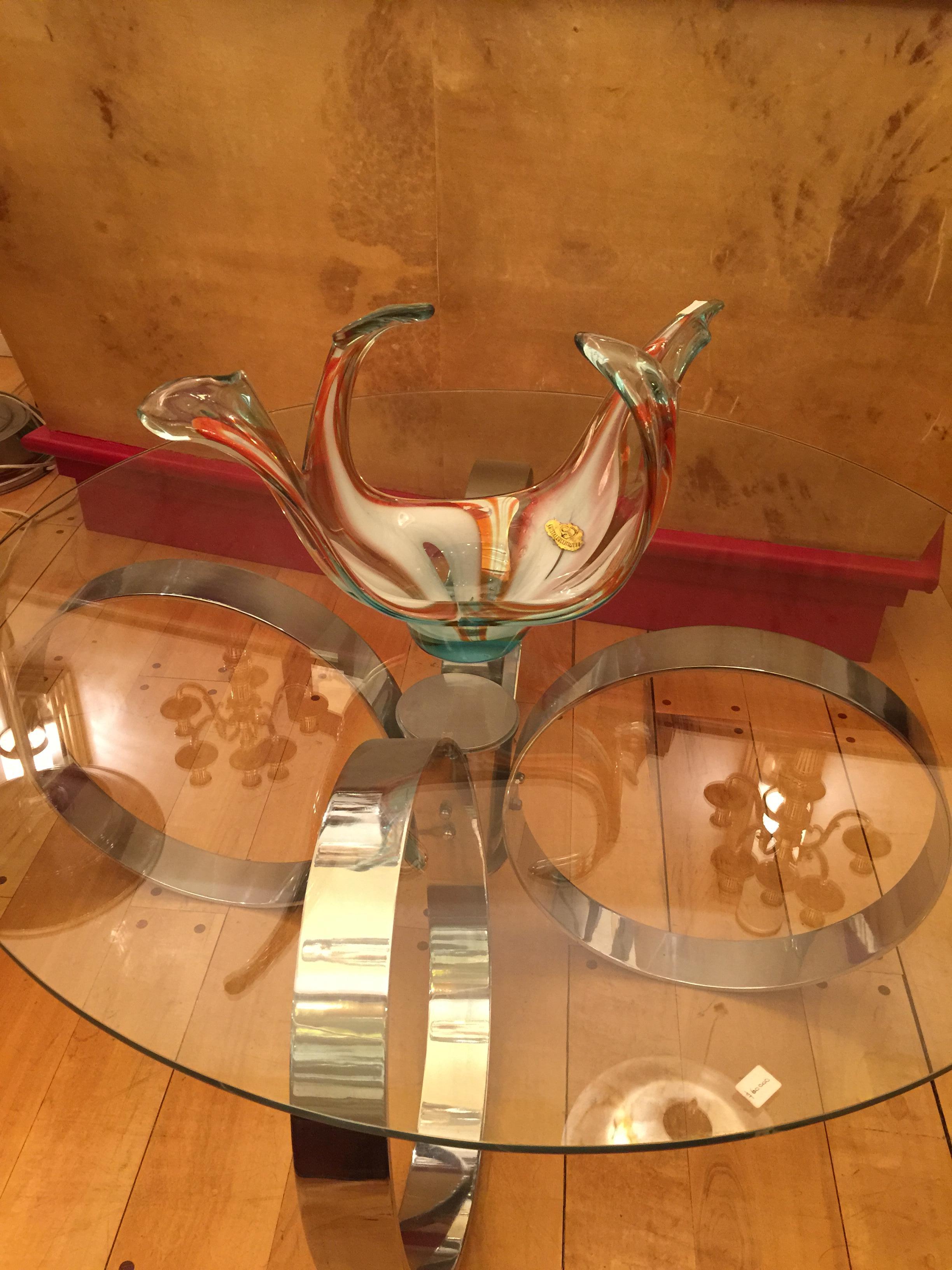 Coffee Table Art Deco, 1930, Materials: Chrome and Glass For Sale 5