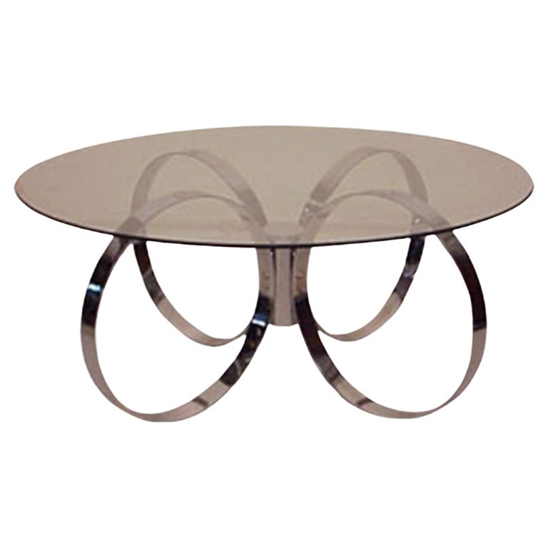 Coffee Table Art Deco, 1930, Materials Chrome and Glass For Sale at