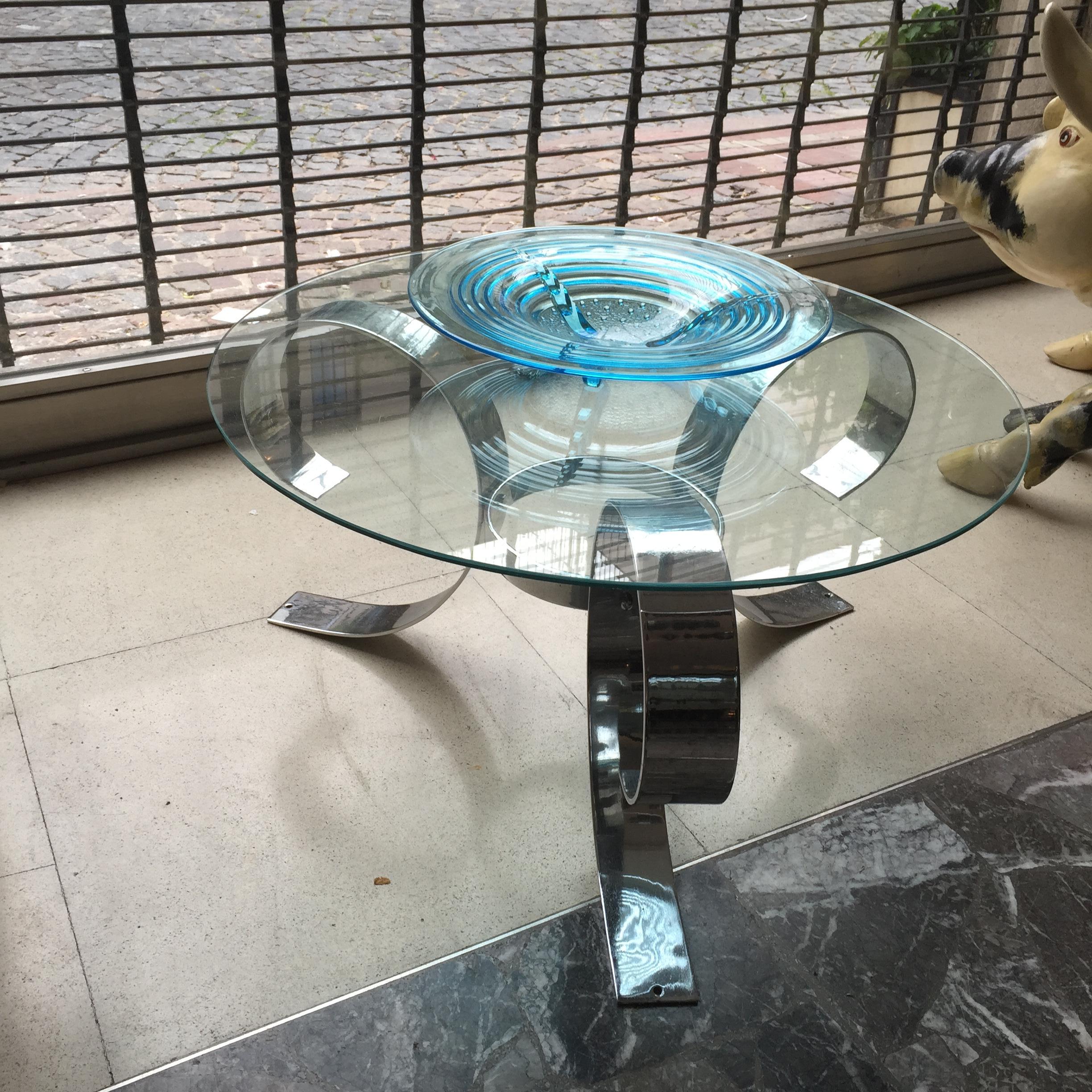 Allemand Table basse Art Déco, 1930, matériaux : chrome et verre, Allemagne en vente