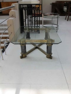 Coffee Table Art Deco, France, 1920, Materials: Glass and Bronze
