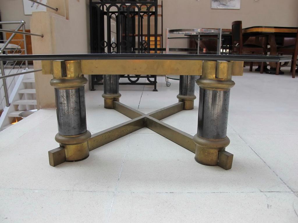 Early 20th Century Coffee Table Art Deco, France, 1920, Materials: Glass and Bronze For Sale