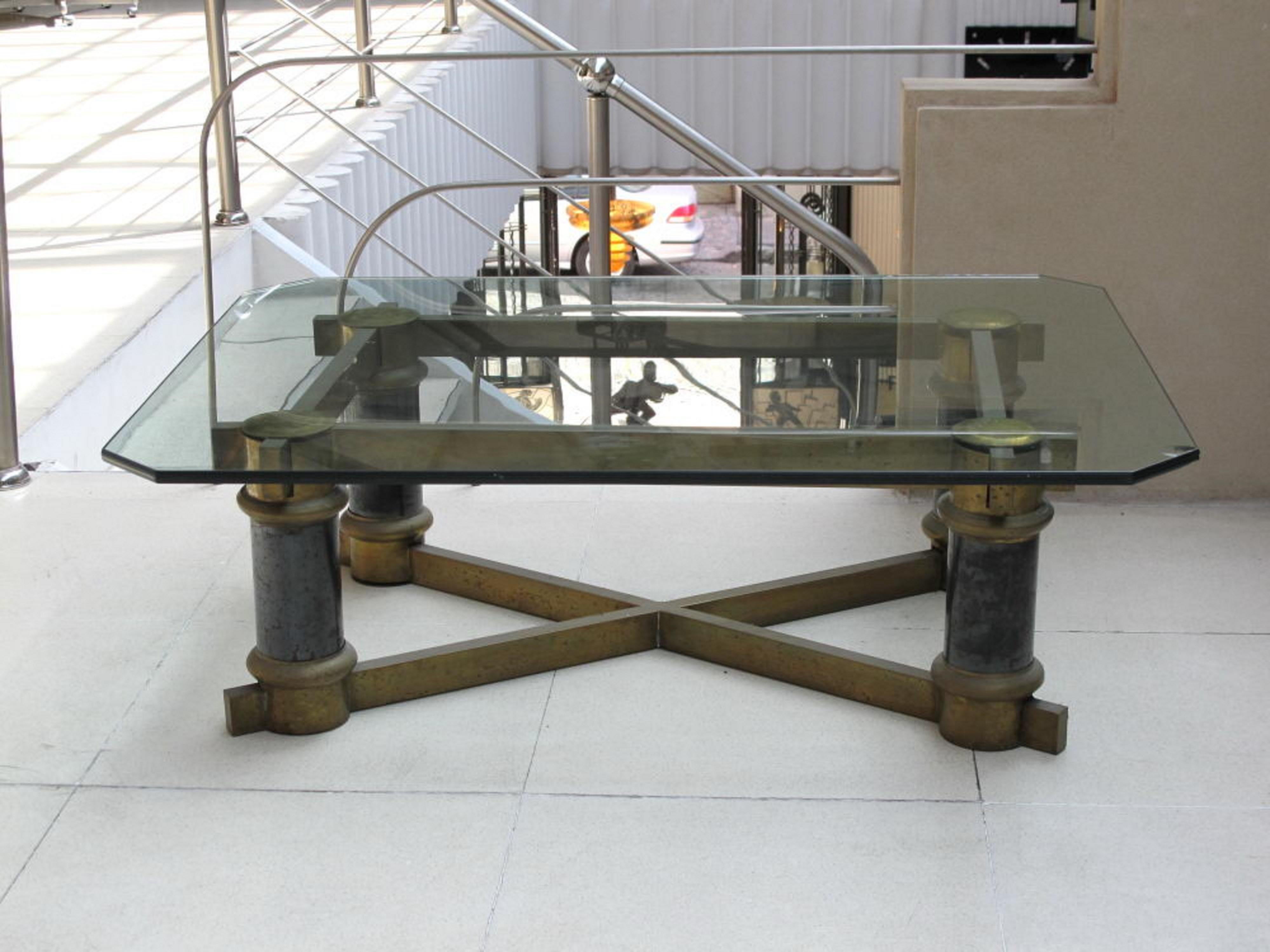 Table basse Art Déco, France, 1920, Matériaux : Verre et bronze en vente 1
