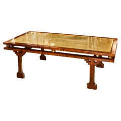 Antique Coffee Table Art Deco, France, 1920, Materials: Wood, Glass and Gold Leaf