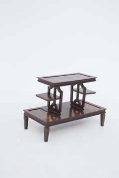 Coffee table attr. to Emilio Lancia With burl wood and glass shelves