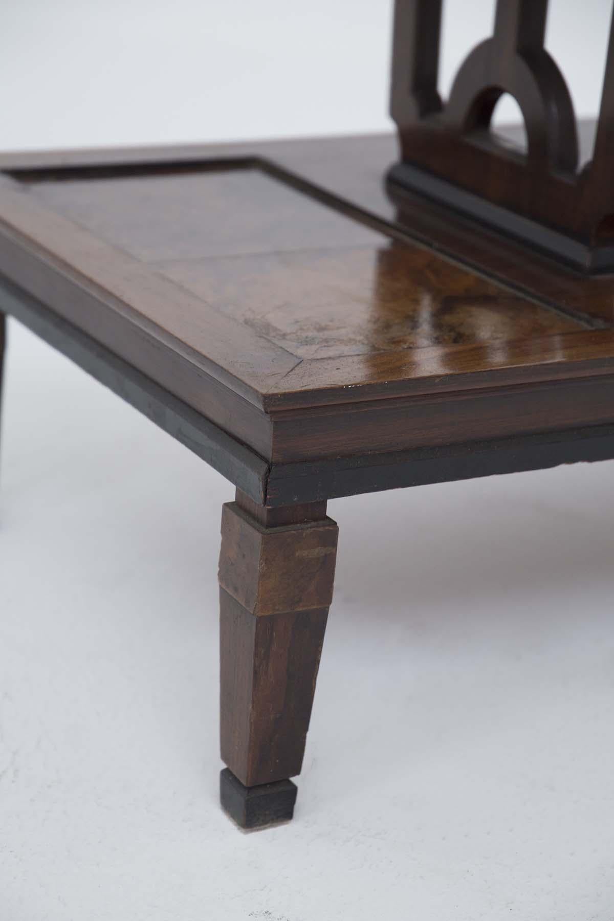 Vetro Coffee table attr. to Emilio Lancia With burl wood and glass shelves in vendita