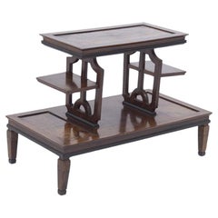 Coffee table attr. to Emilio Lancia With burl wood and glass shelves