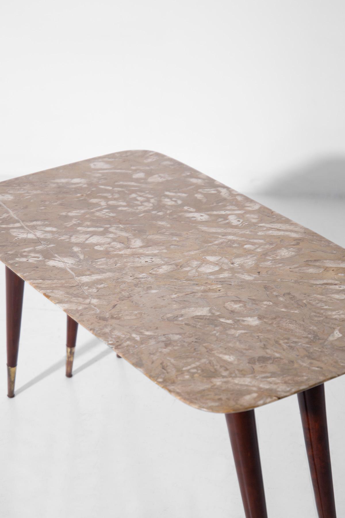 Mid-20th Century Coffee table attr. to Giuseppe Scapinelli rare form, marble top For Sale