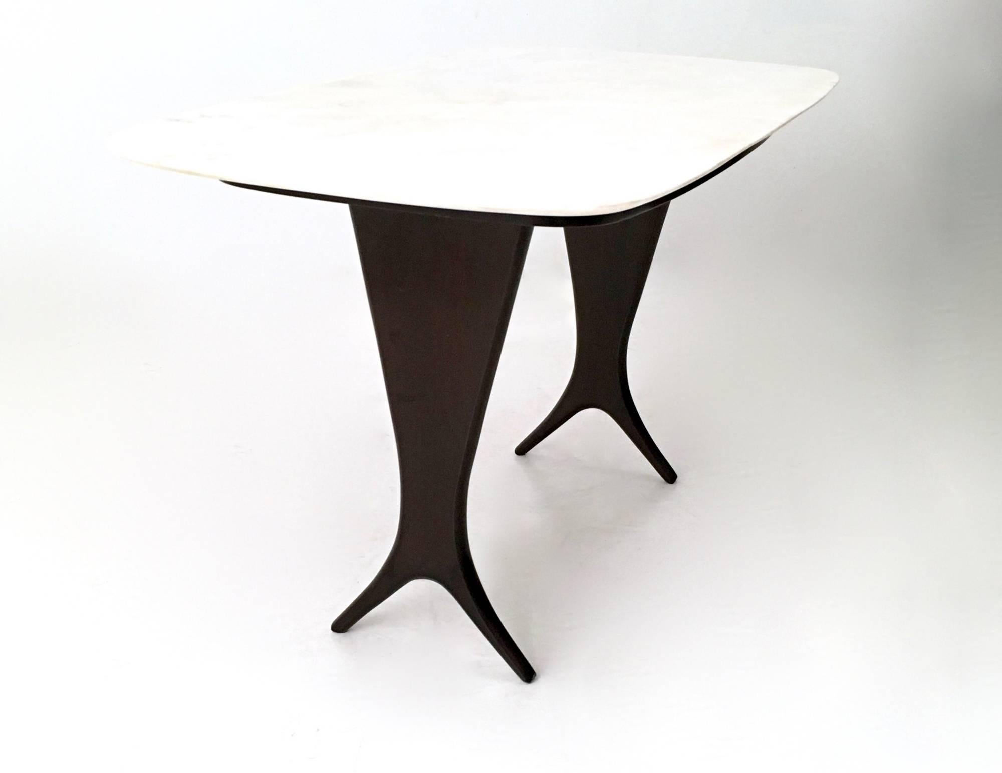 Mid-20th Century Vintage Coffee Table Attributed to Guglielmo Ulrich with Carrara Marble Top For Sale