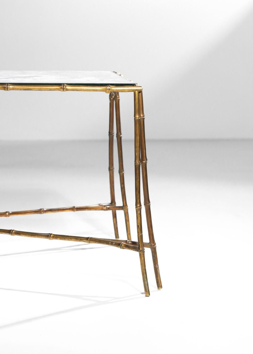 coffee table attributed to Maison Baguès from the 1950s in bronze and mirrored g For Sale 10