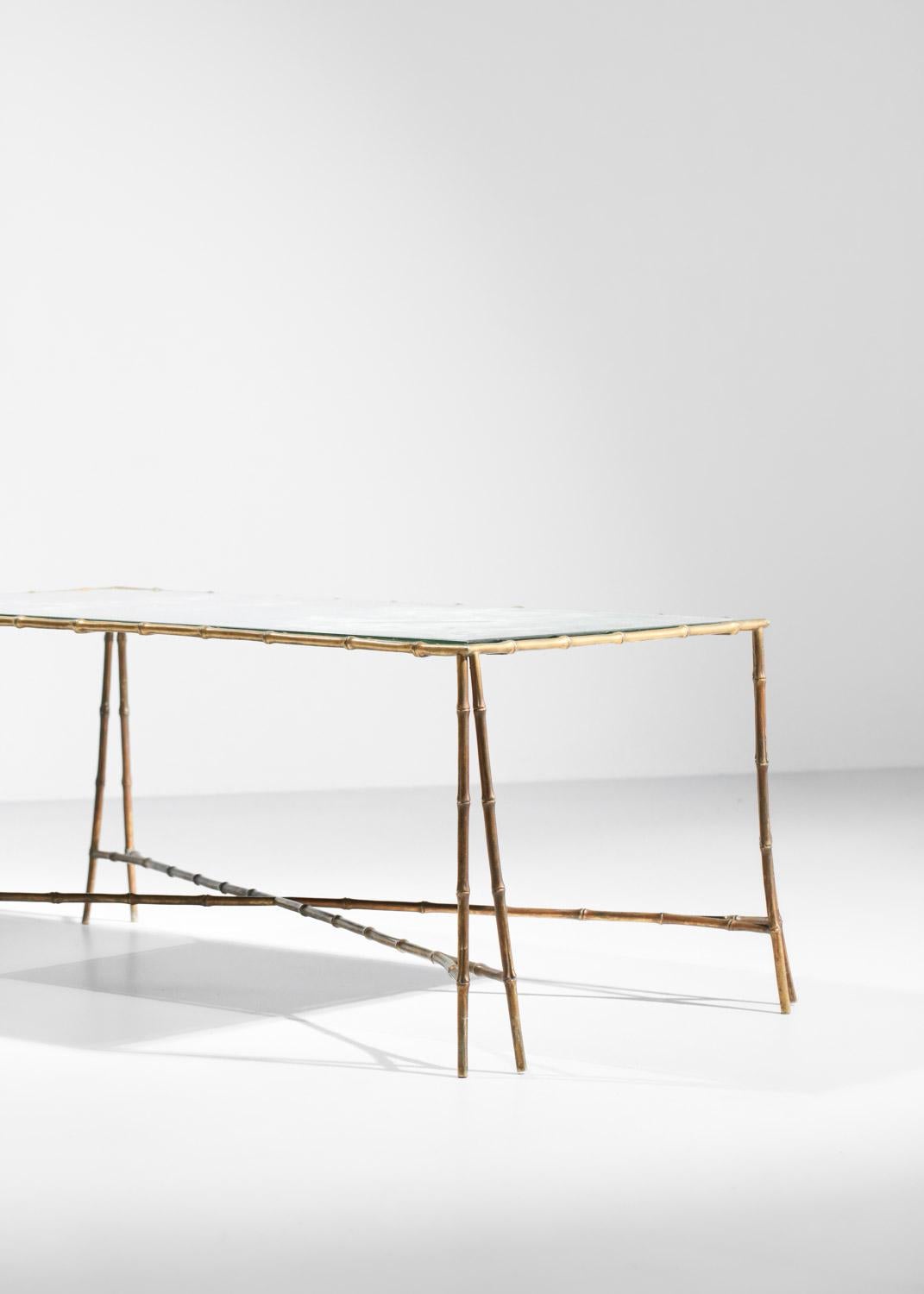 Mid-Century Modern coffee table attributed to Maison Baguès from the 1950s in bronze and mirrored g For Sale
