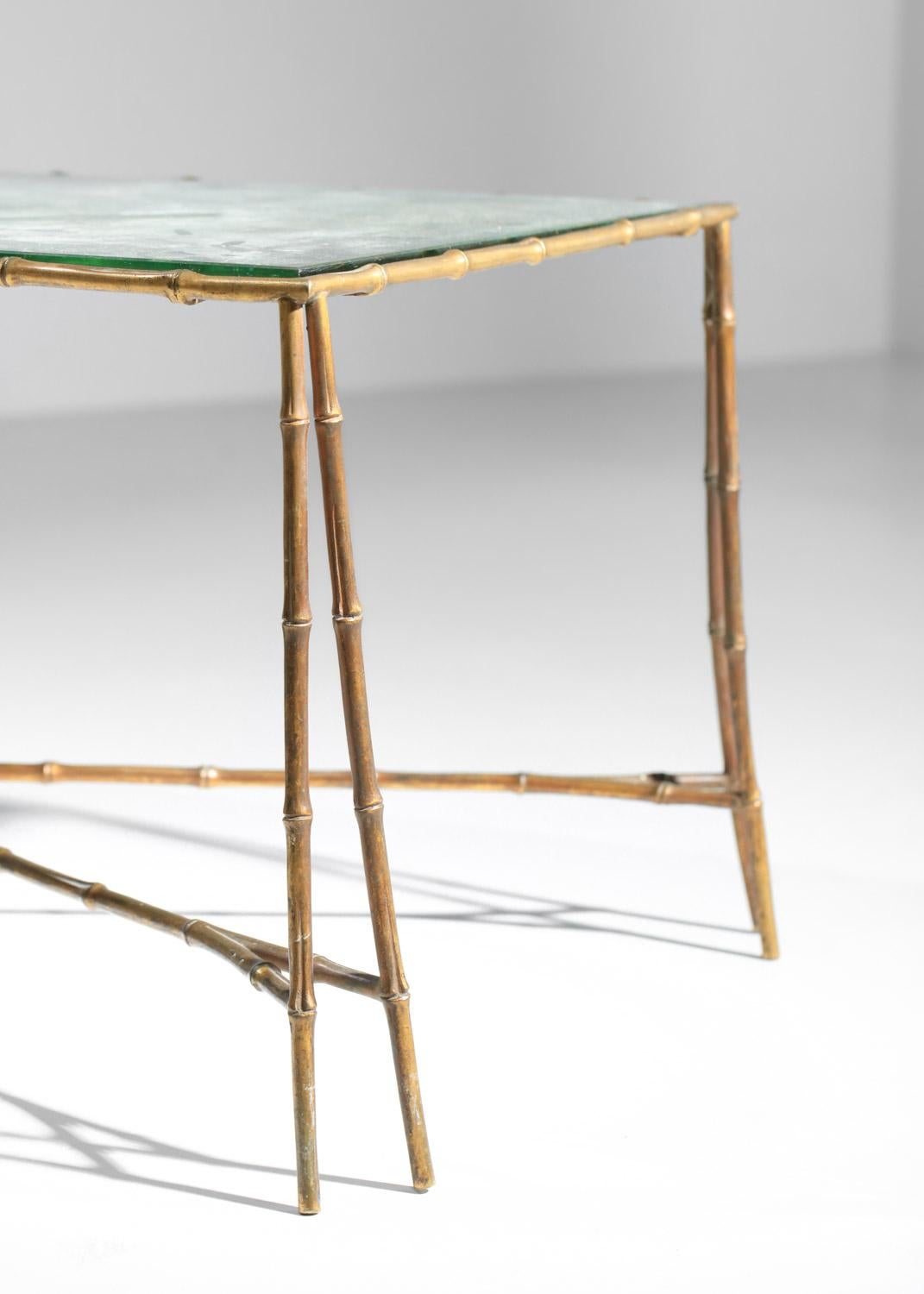 coffee table attributed to Maison Baguès from the 1950s in bronze and mirrored g For Sale 1