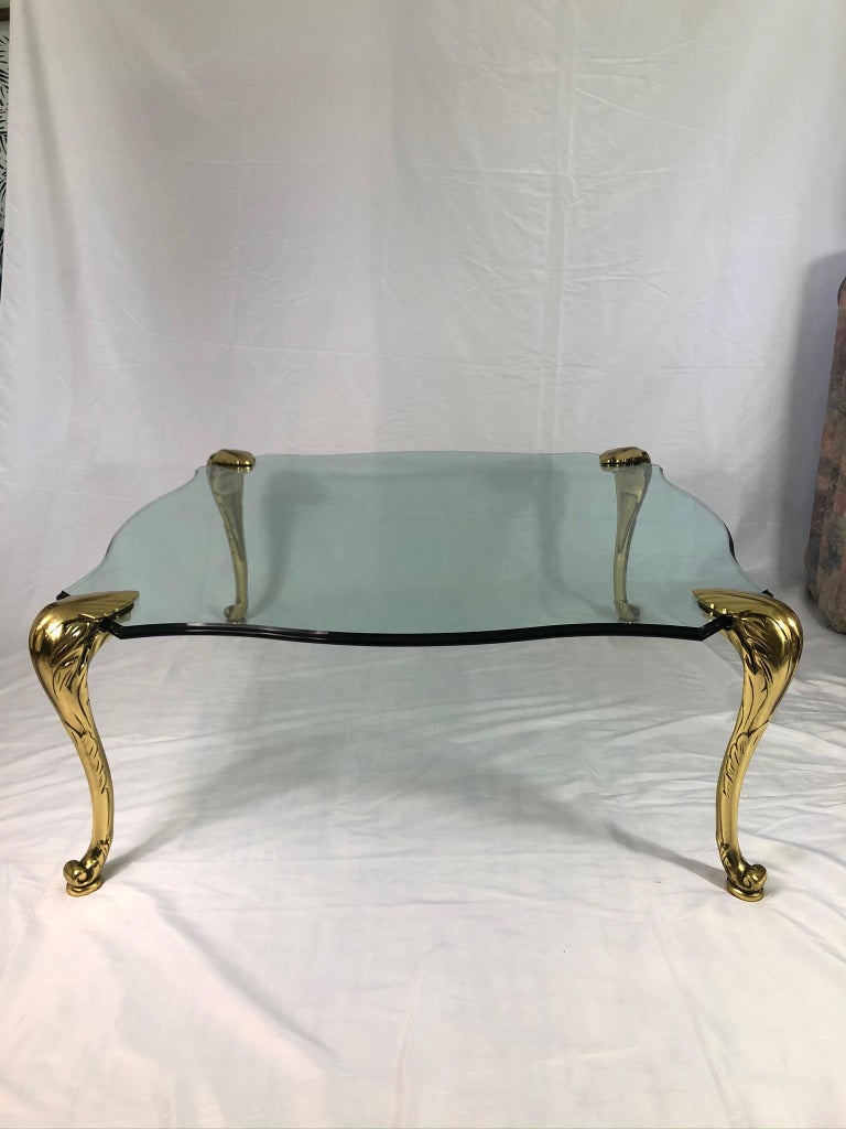 Coffee Table Attributed to Maison Jansen Beveled Glass For Sale at 1stDibs