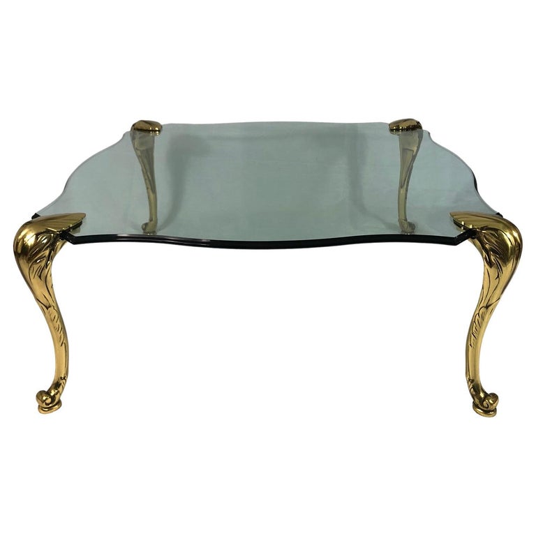 Coffee Table Attributed to Maison Jansen Beveled Glass For Sale at 1stDibs