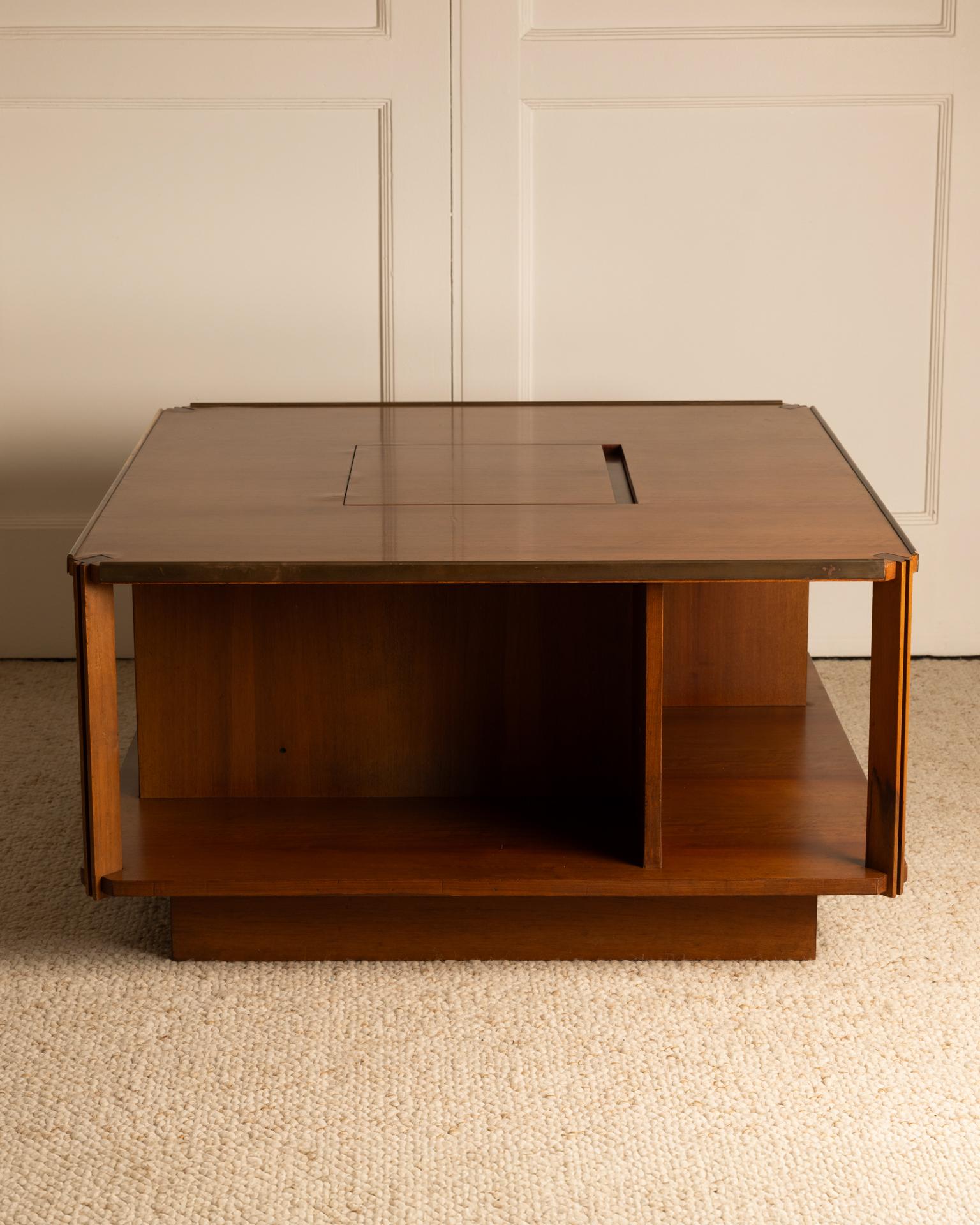 Brass Coffee table attributed to Marco Zanuso For Sale