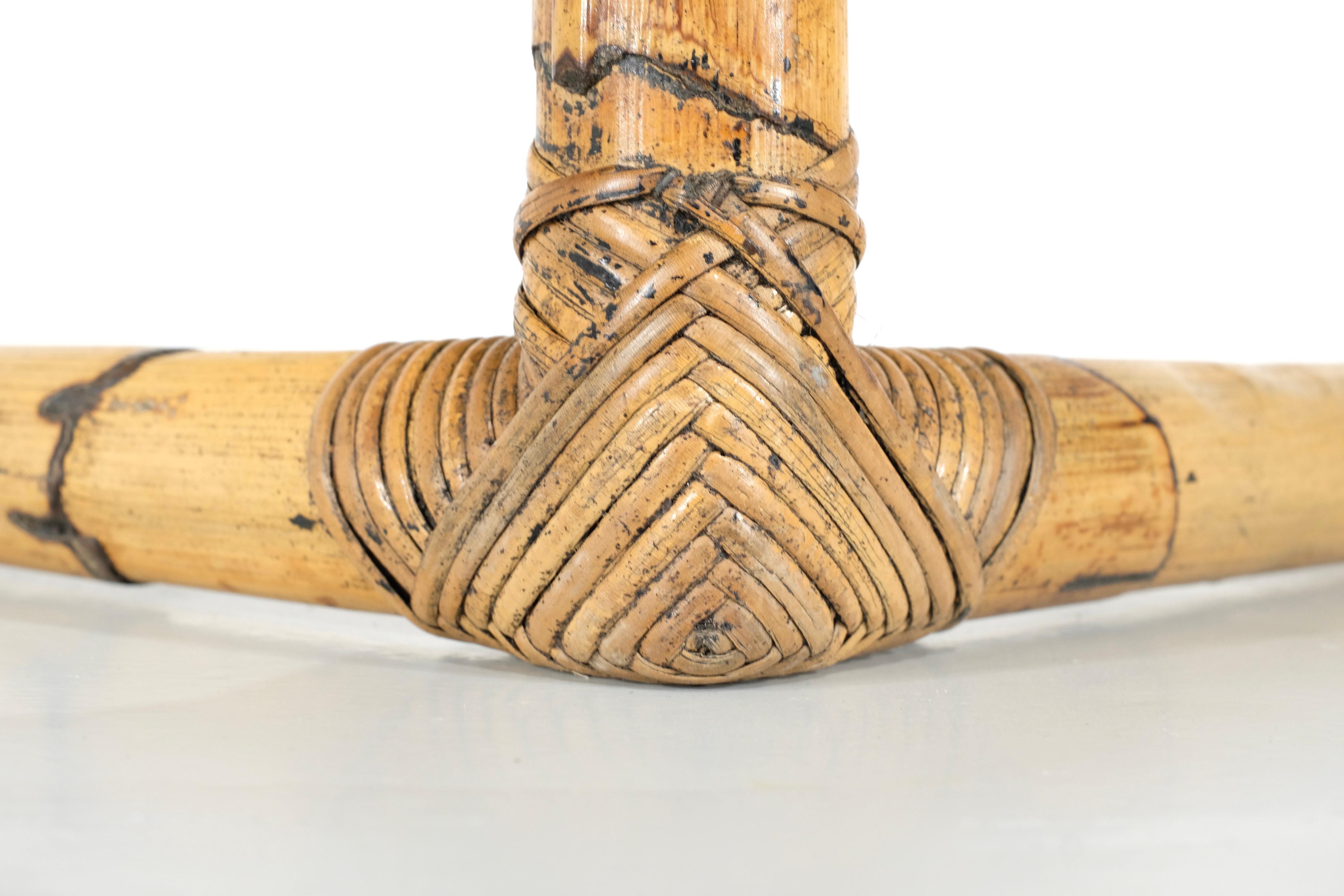Table basse en bambou et rotin, Italie, années 1960 en vente 6