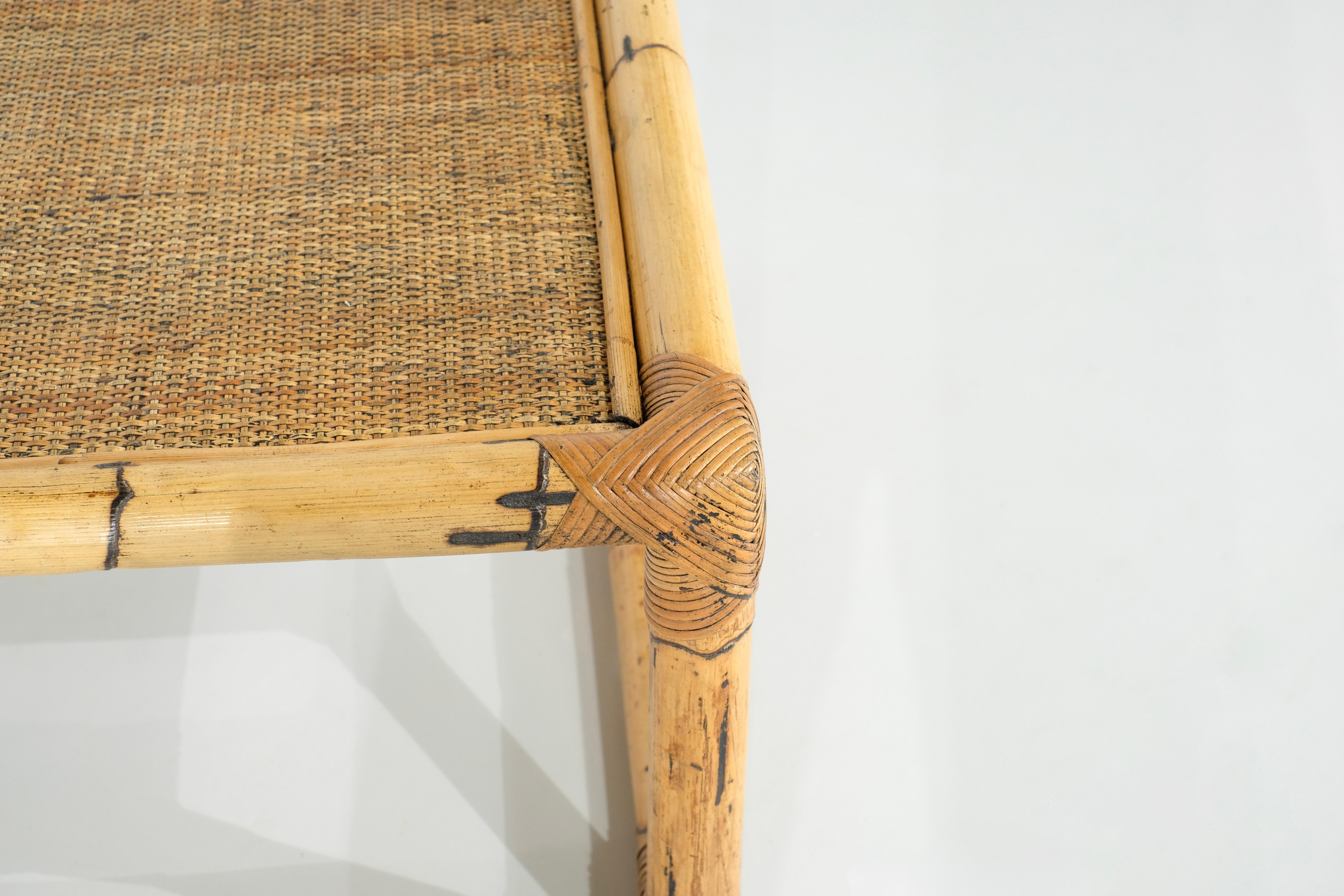 Table basse en bambou et rotin, Italie, années 1960 en vente 4