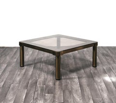 Coffee Table Low Vintage Brass Hollywood Regency 1970s