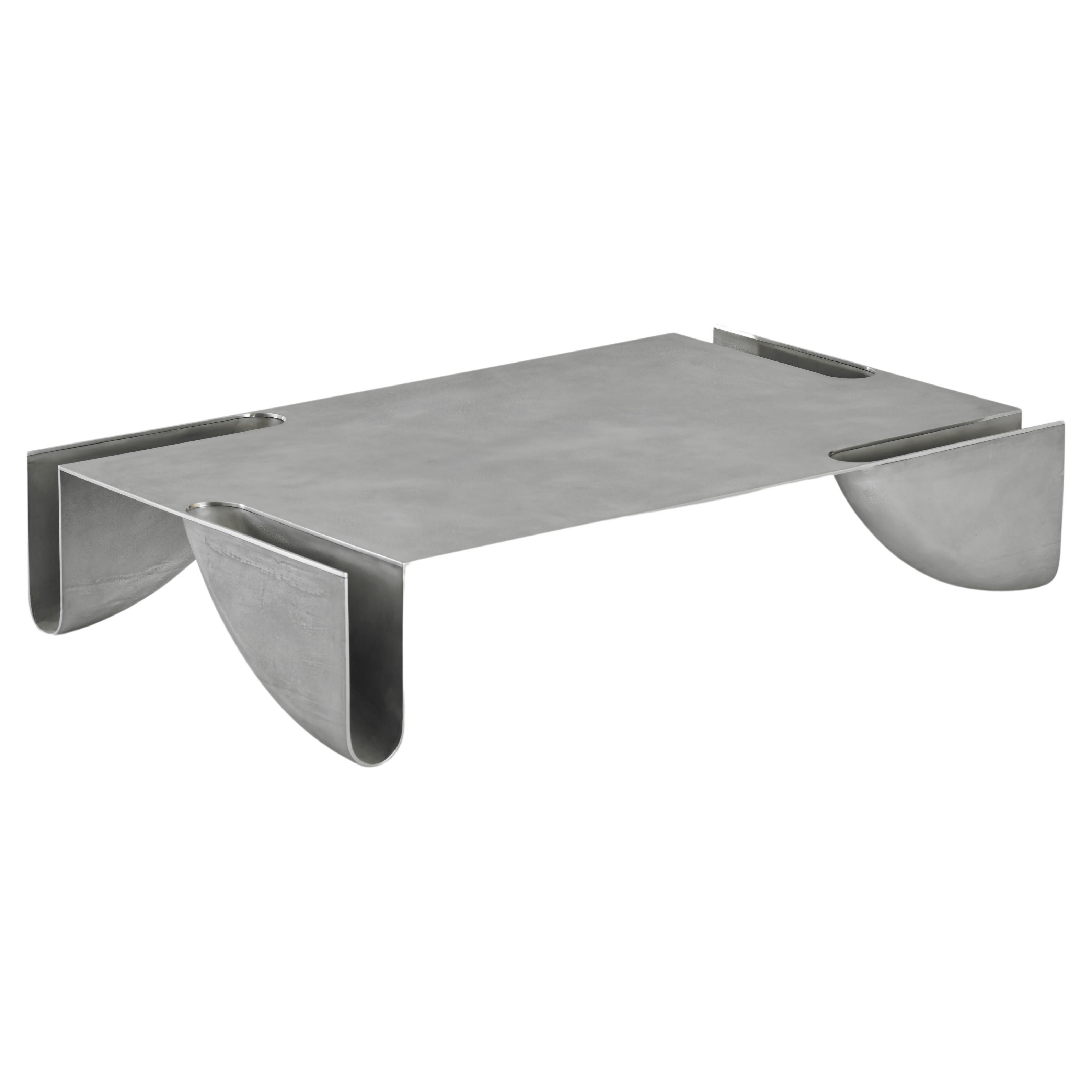 Coffee Table "bb" in Sand-Casted Metal with Polished Edges by Corpus Studio For Sale