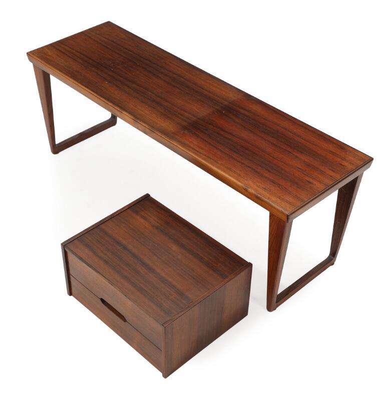 Mesa de centro/banco y mueble de palisandro de Kai Kristiansen Danés en venta