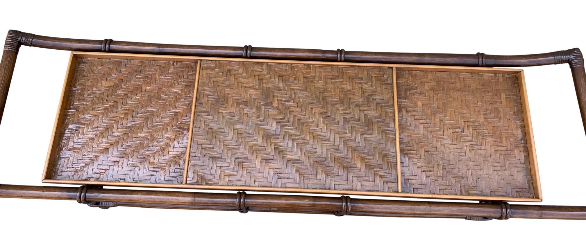 Coffee Table Bench by John Wisner for Ficks Reed In Good Condition In West Palm Beach, FL