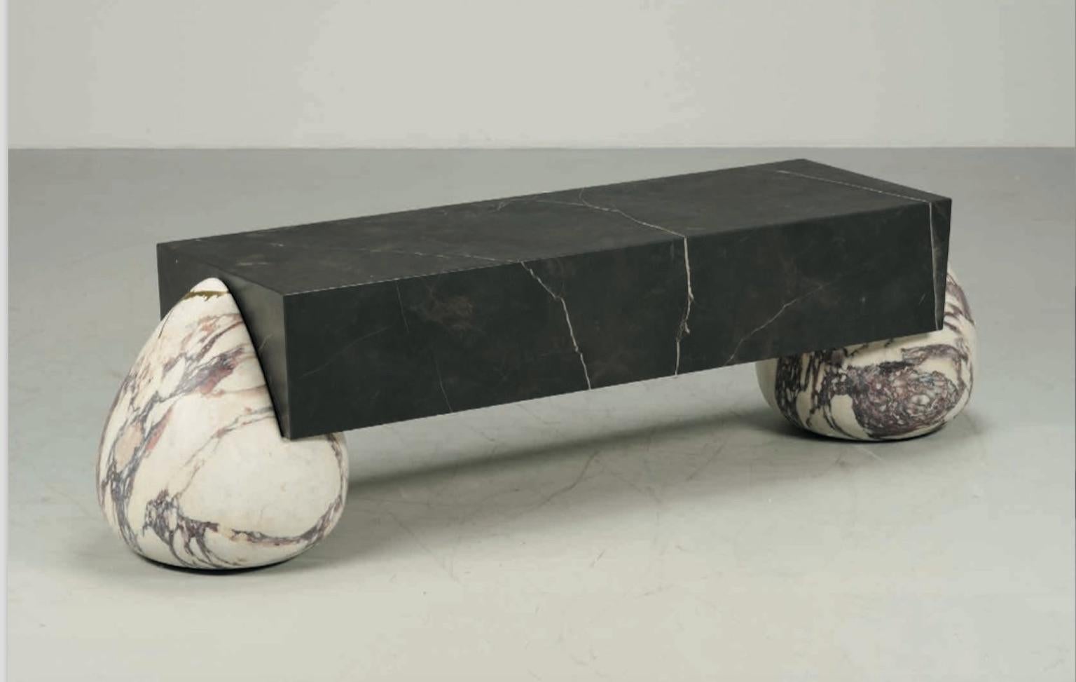 Marble Coffee Table/Bench Flint Model by Nicola Malachin for Serafini Marmi, Italy For Sale