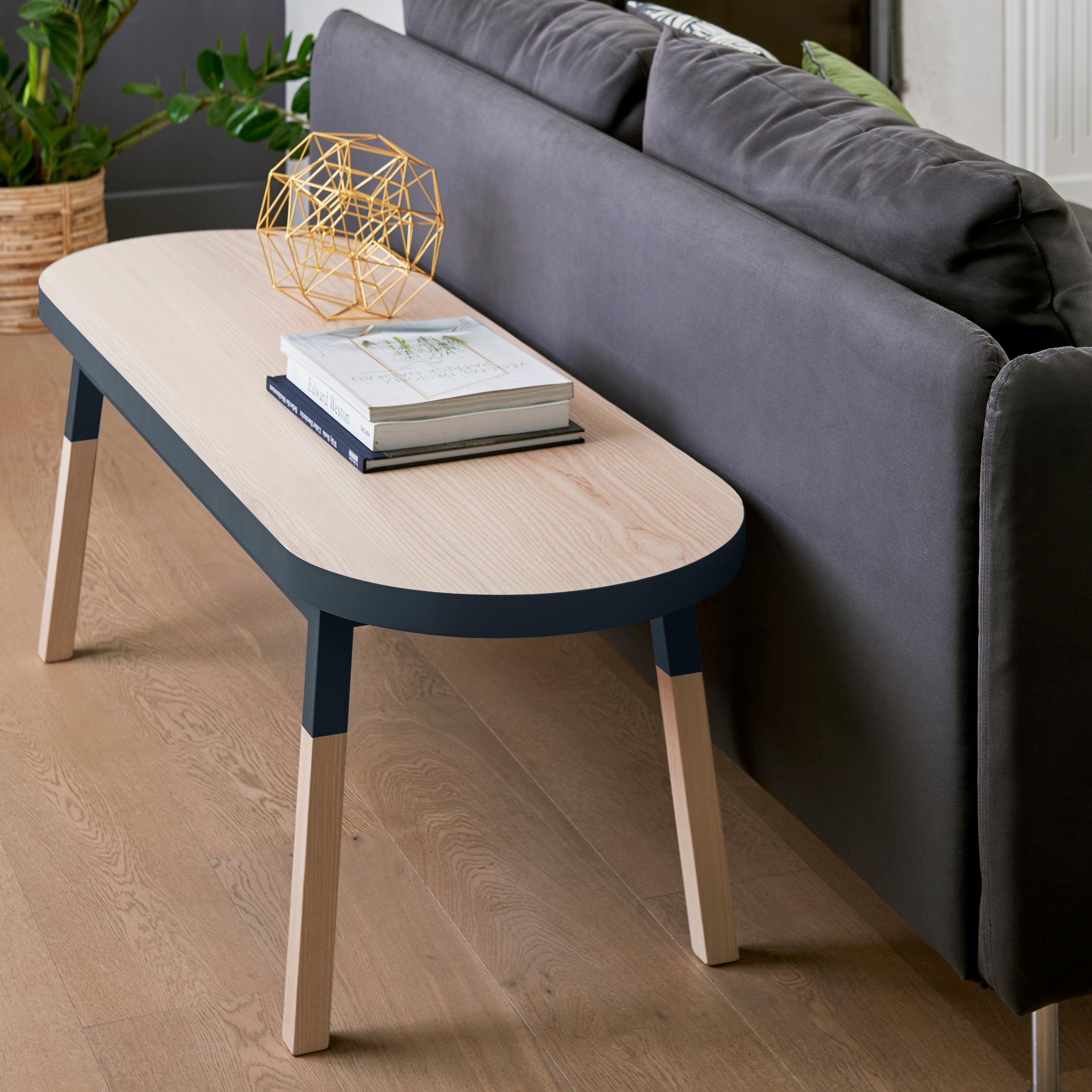 Hand-Crafted Coffee Table Bench in solid Ash, South Scandinavian Design by Eric Gizard, Paris For Sale
