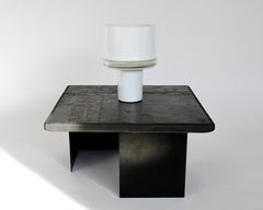 Coffee Table Black Belgian Slate and Marble with Brass Attributed to Paul Kingma