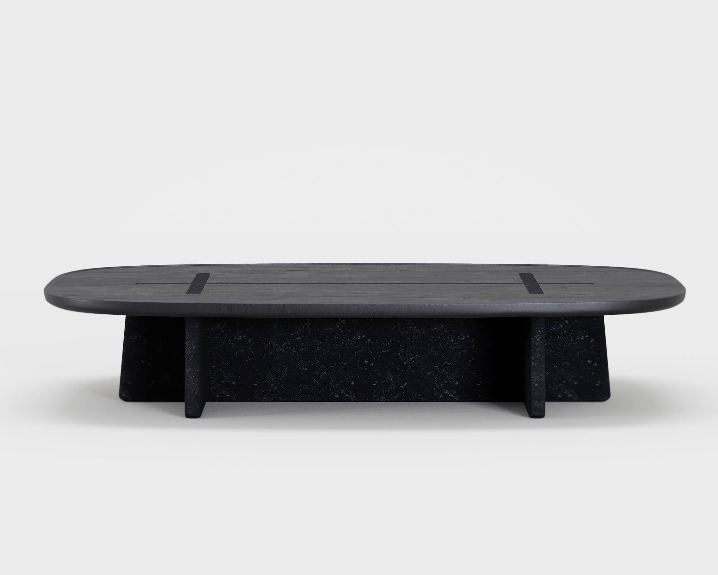 Coffee Table 'Bleecker Street' by Man Of Parts, 130 cm, Whiskey Oak & Sandstone In New Condition For Sale In Paris, FR