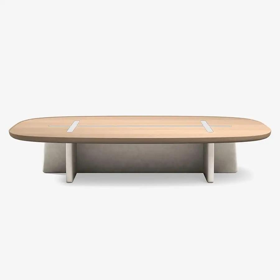 Couchtisch „Bleecker Street“ von Man Of Parts, 160, Nude Eiche und Kalkstein (Organische Moderne) im Angebot