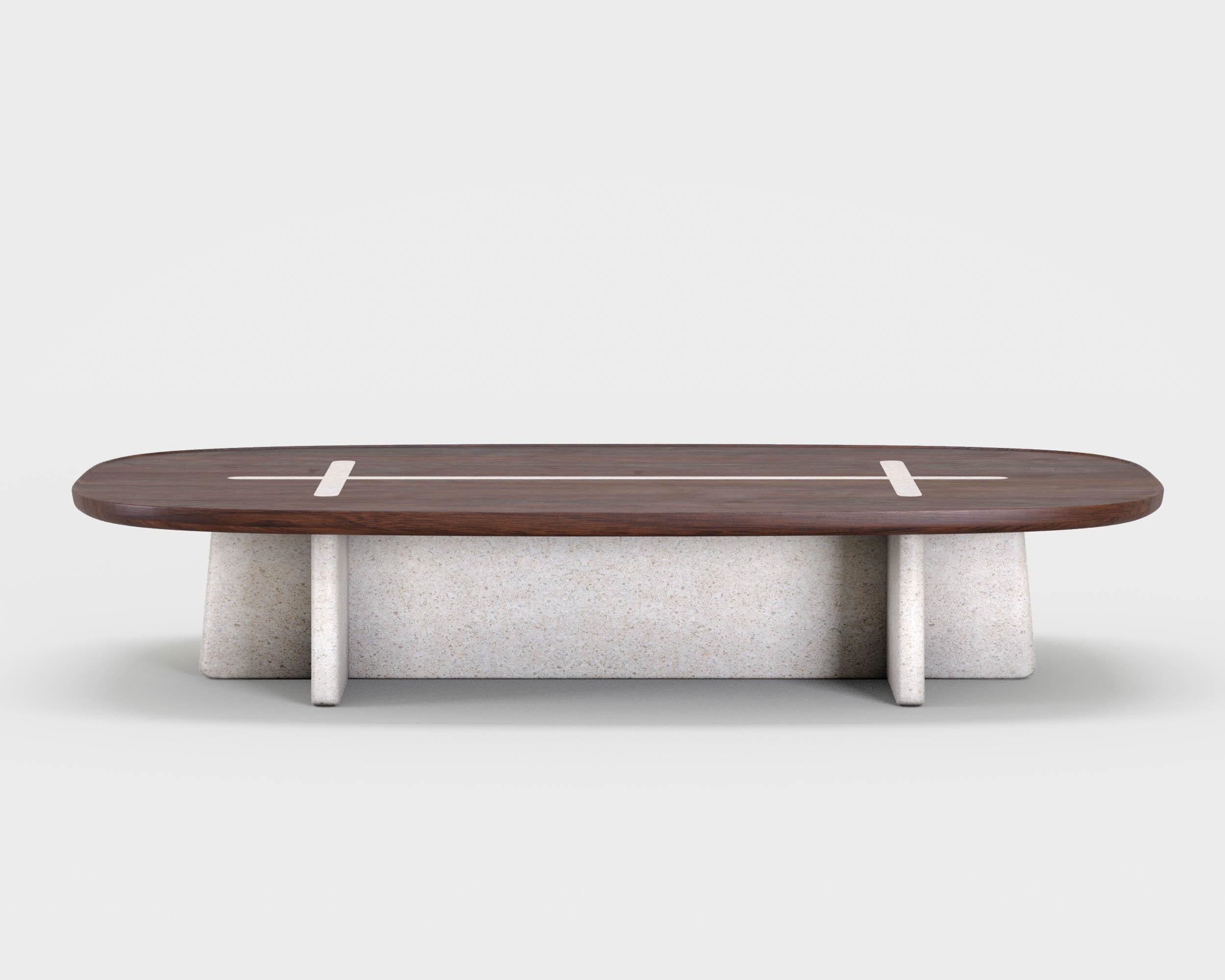 'Bleecker Street' Coffee Table by Man of Parts
Signed by Sebastian Herkner 

Solid oak wood table top available in shades: 
- Black
- Mist
- Ivory
- Nude 
- Whiskey

Stone base available in shades: 
- French sandstone
- Belgian blue limestone