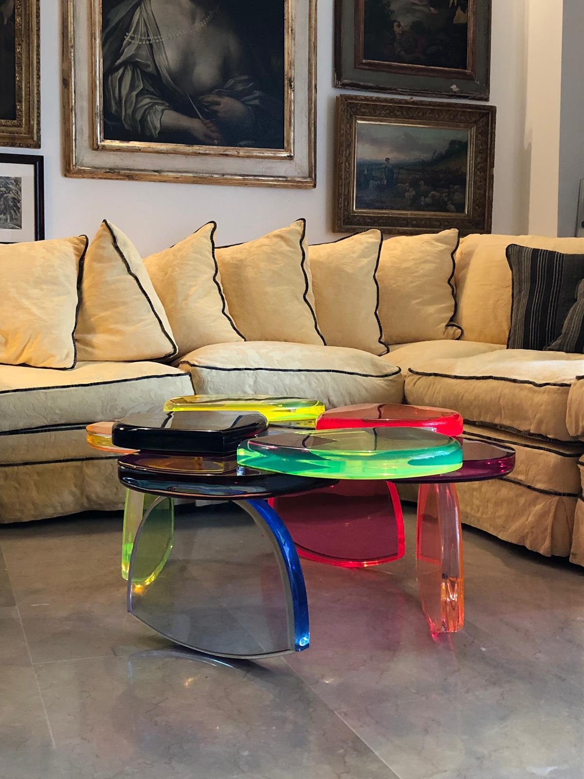 Plexiglass Coffee Table Bon Bon Model by Studio Superego, Italy For Sale