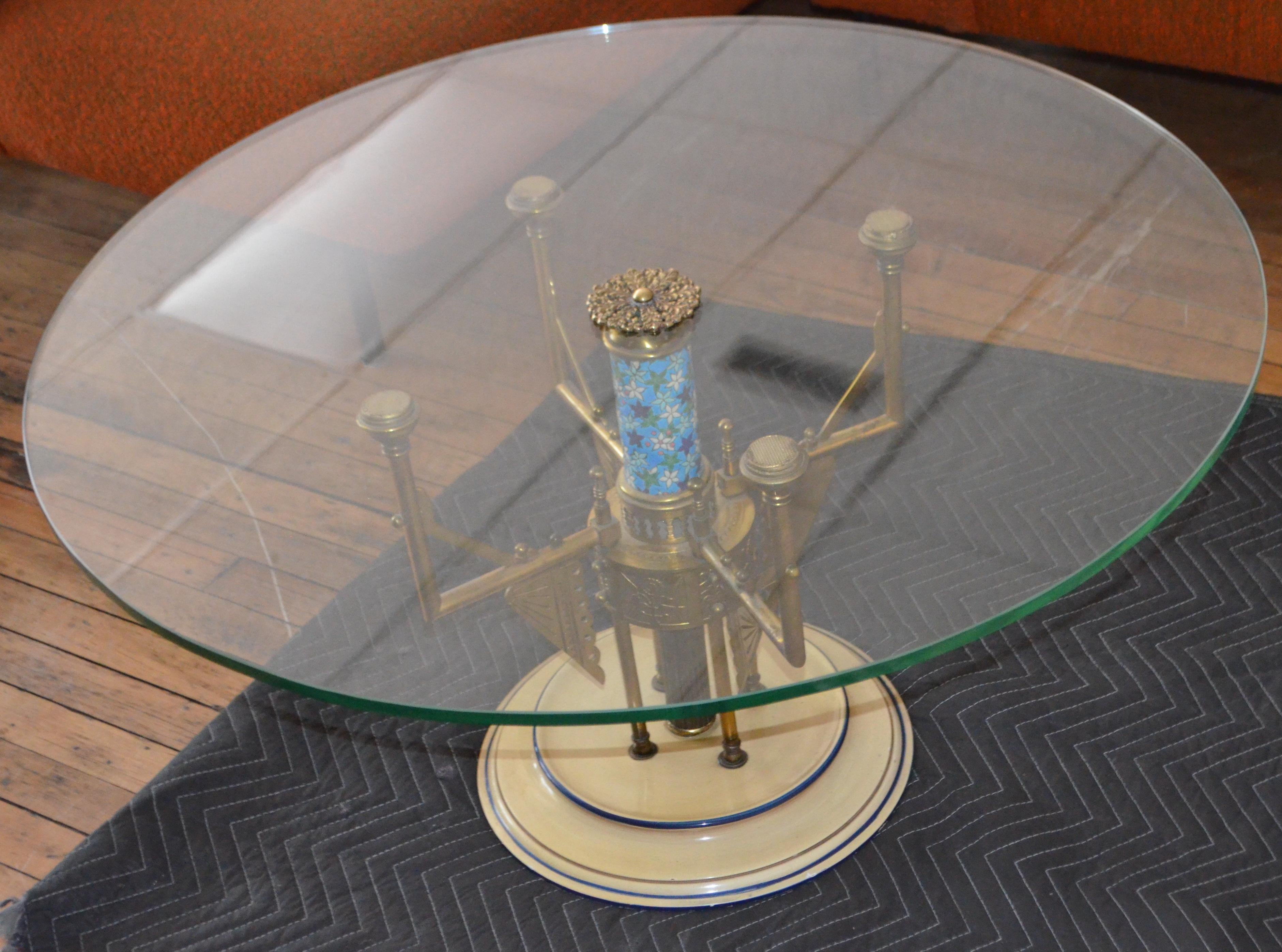 Neoclassical Revival Coffee Table, Bradley & Hubbard, Repurposed, with Glass Top, Early 20th Century For Sale