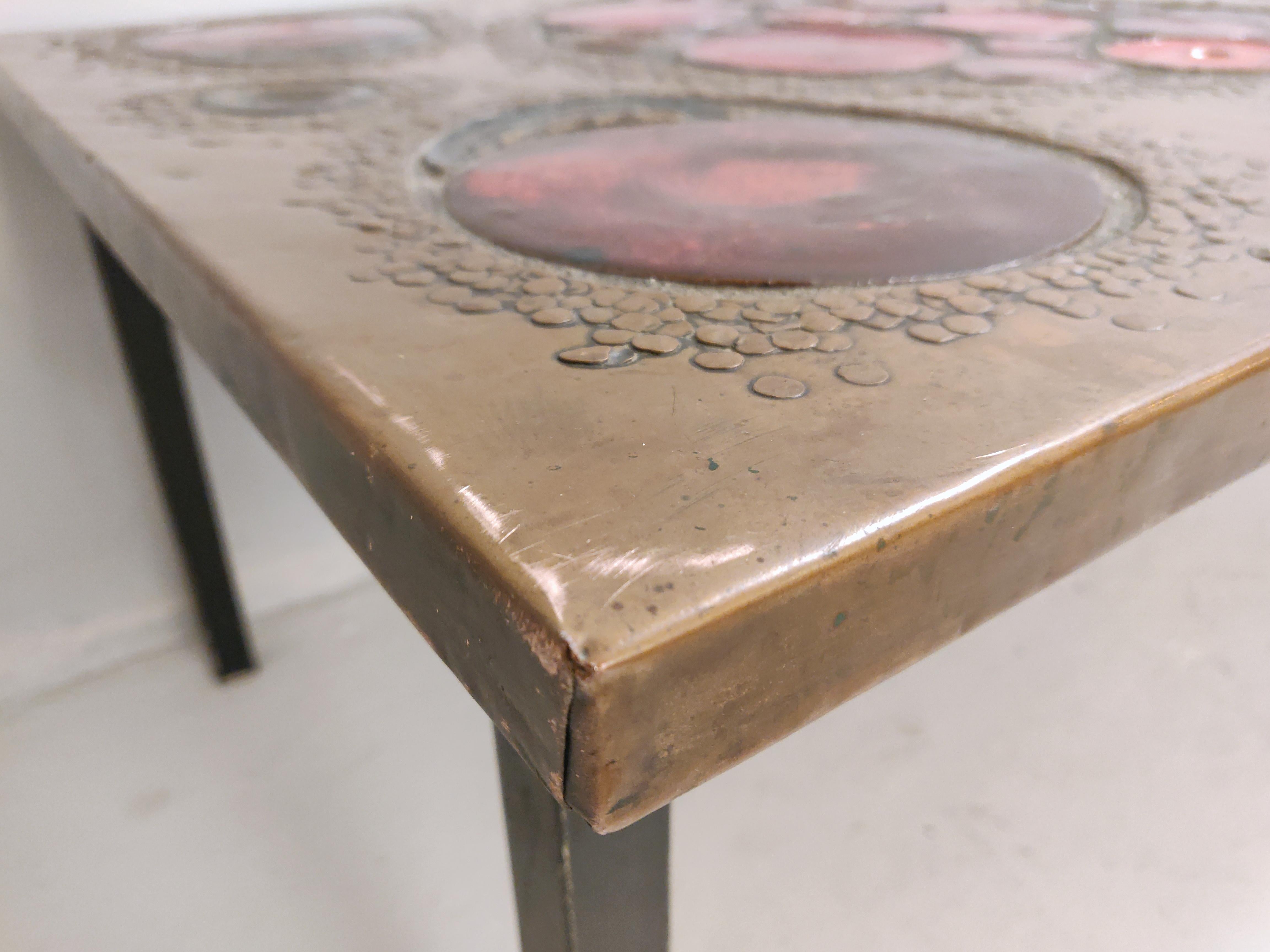 Mid-Century Modern Coffee Table, Brass and Ceramic, 1968 For Sale 7