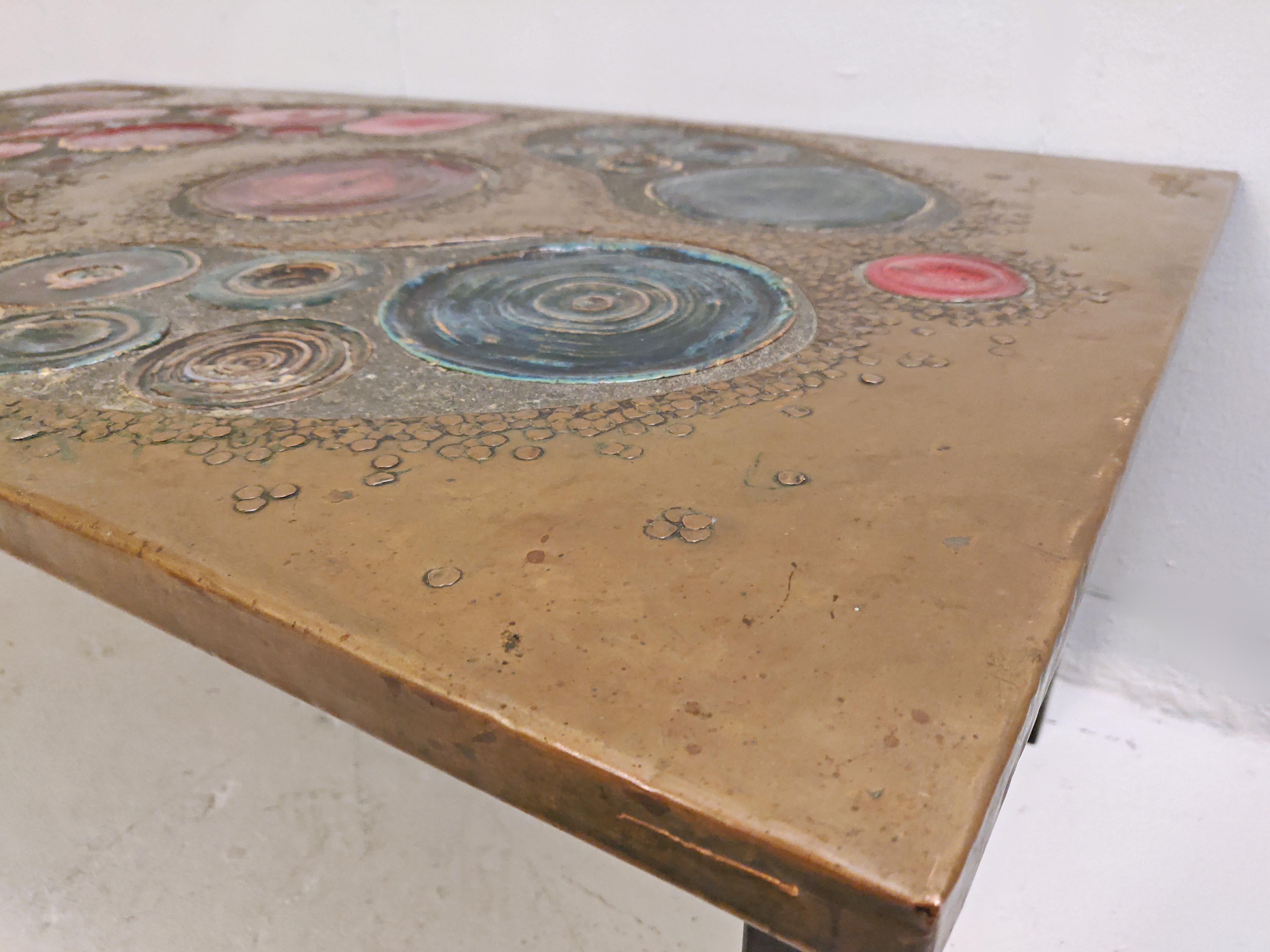 Mid-Century Modern Coffee Table, Brass and Ceramic, 1968 For Sale 3